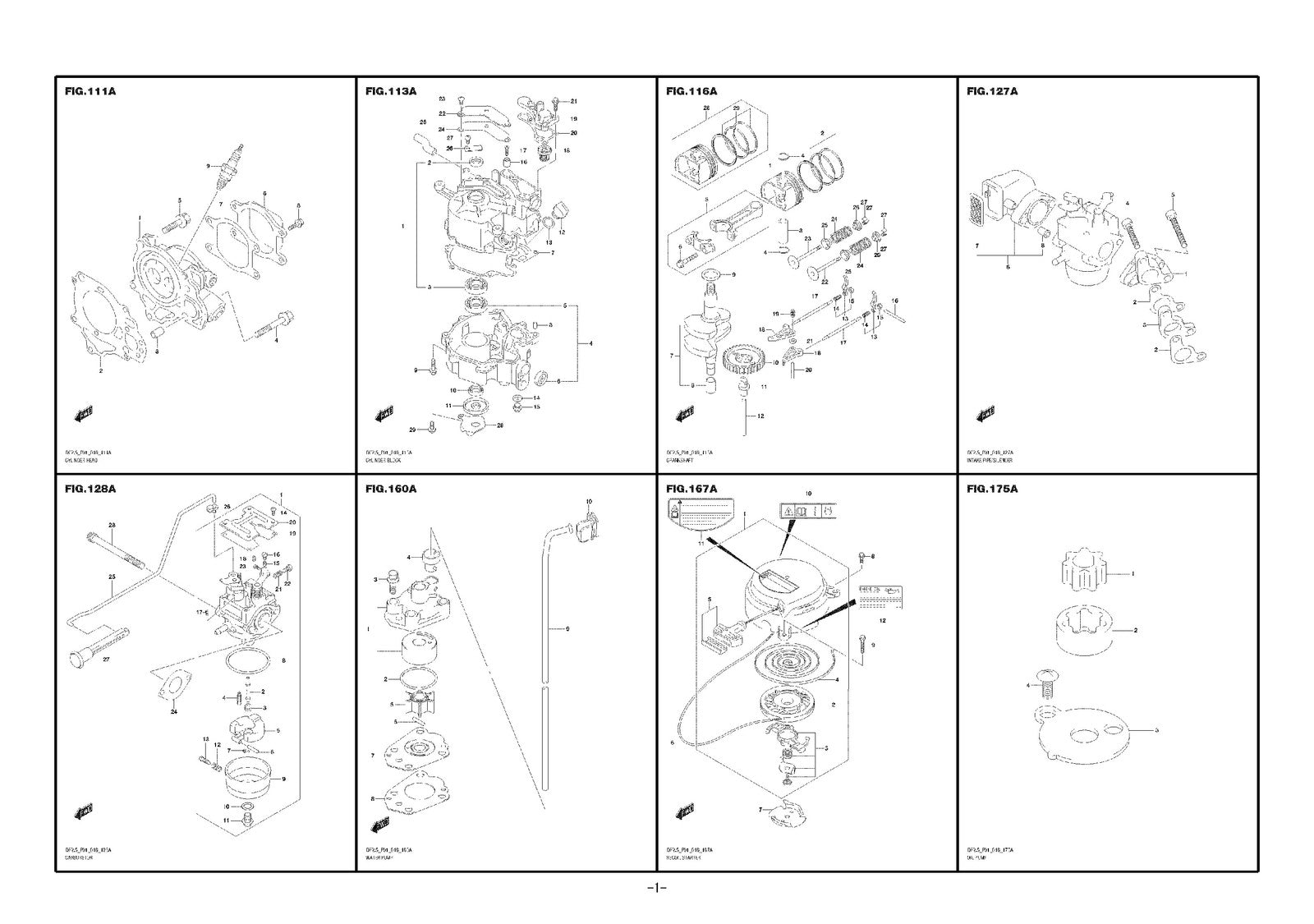 SUZUKI DF2.5 Outboard Motor Parts Cataloge Manual - WIRE BOUND - COVERS