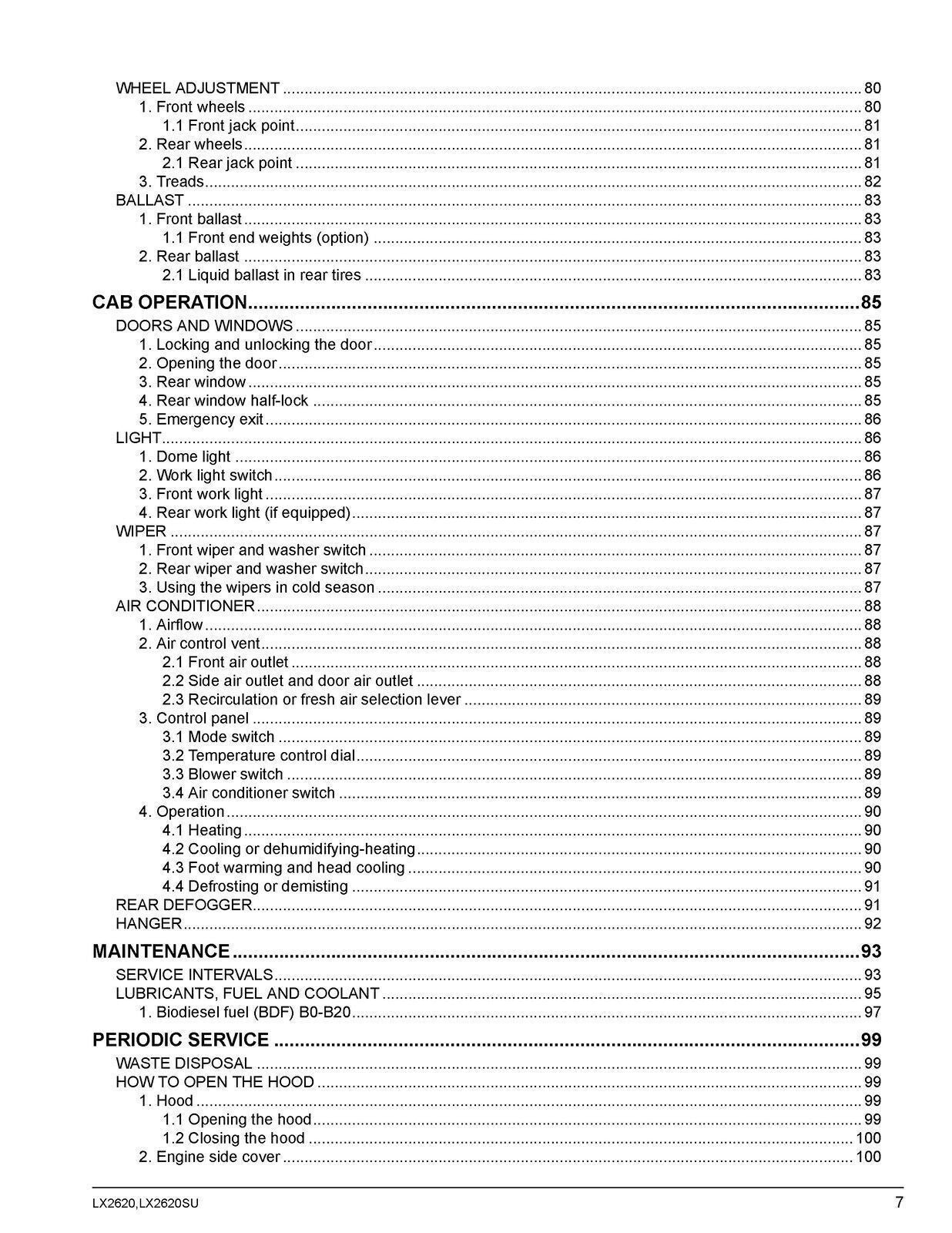 KUBOTA LX2620 LX2620SU OPERATORS MANUAL - STEEL WIRE BOUND - PROTECTIVE COVERS