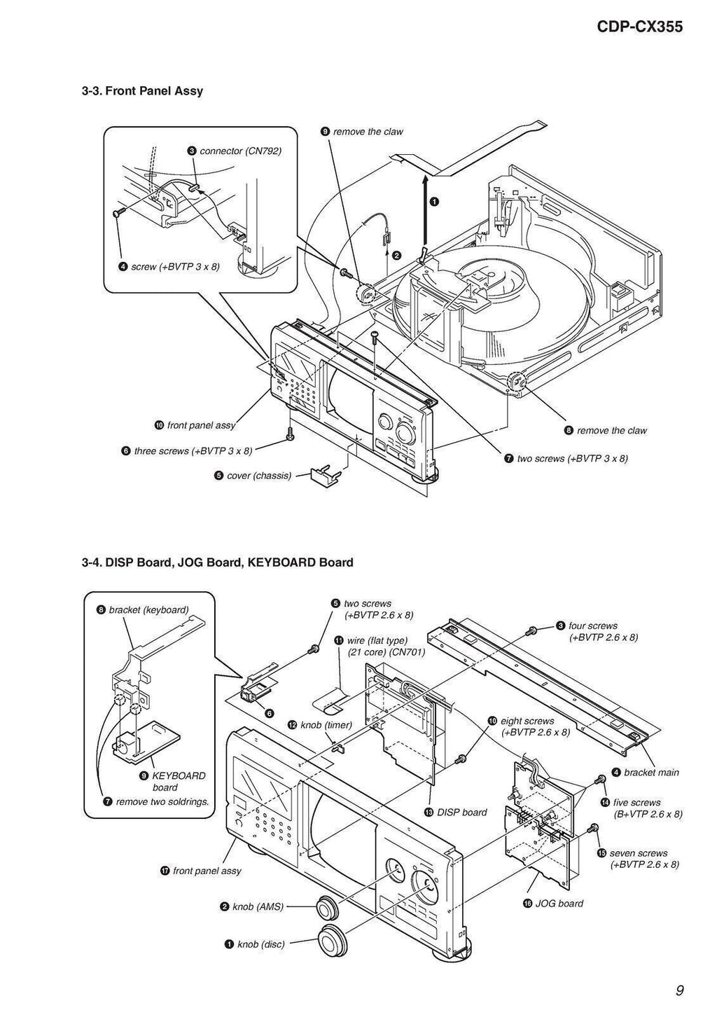 SONY CDPCX355 300 Disc CD Changer User Manual Operation Guide Tough Wire Binding