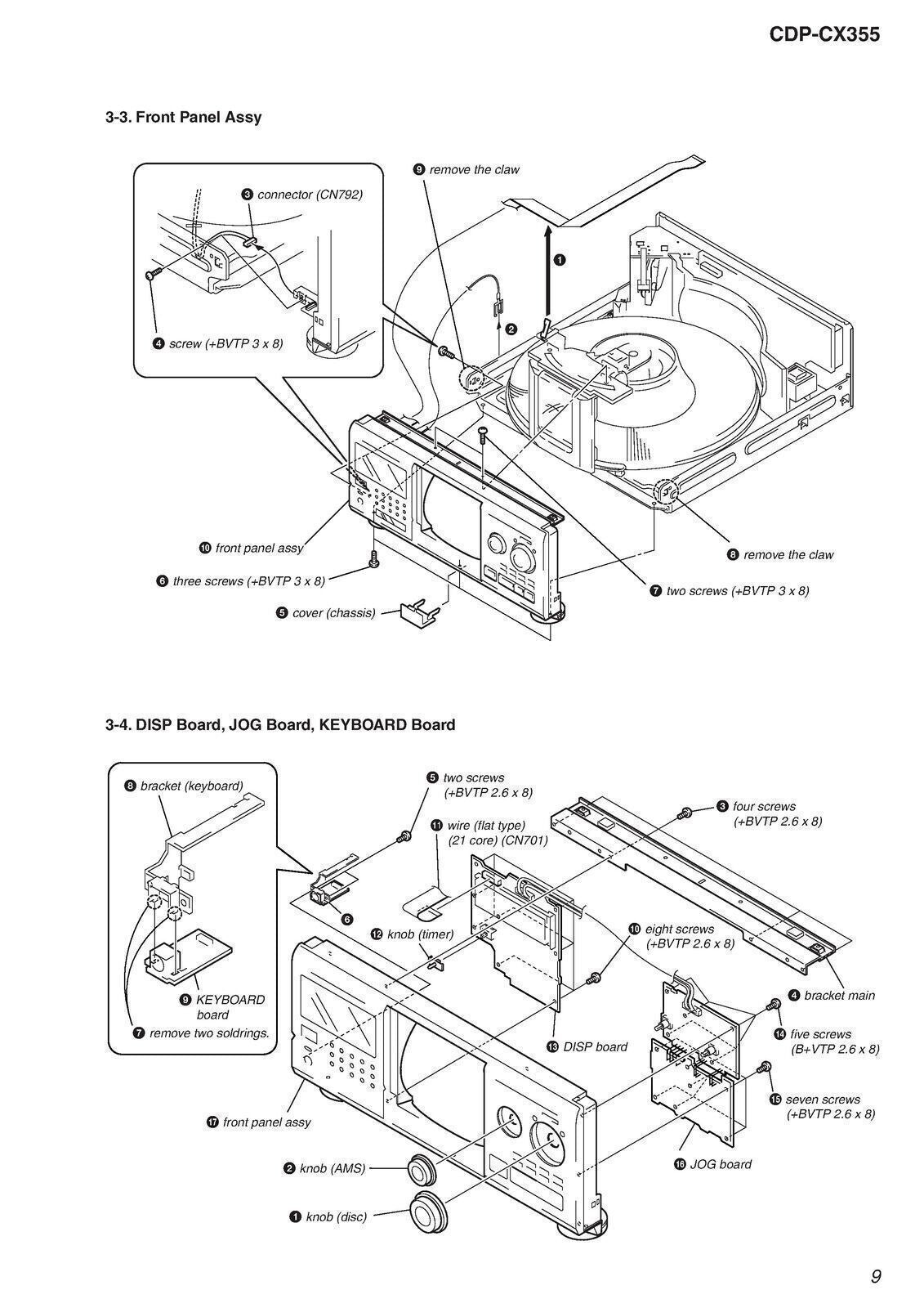 SONY CDPCX355 300 Disc CD Changer User Manual Operation Guide Tough Wire Binding