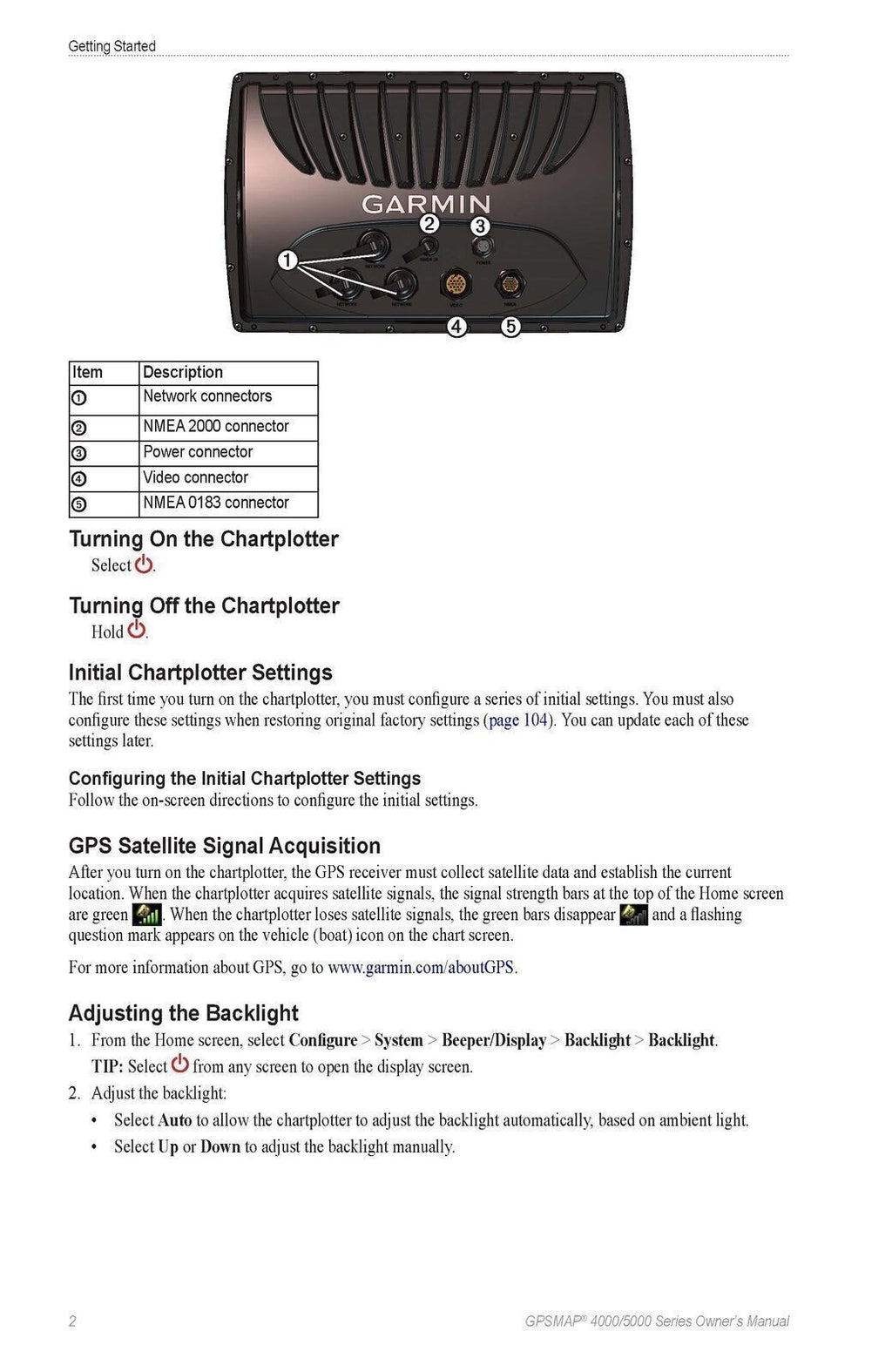 GARMIN GPSMAP 4000 5000 Series Owners Manual - STEEL WIRE BOUND