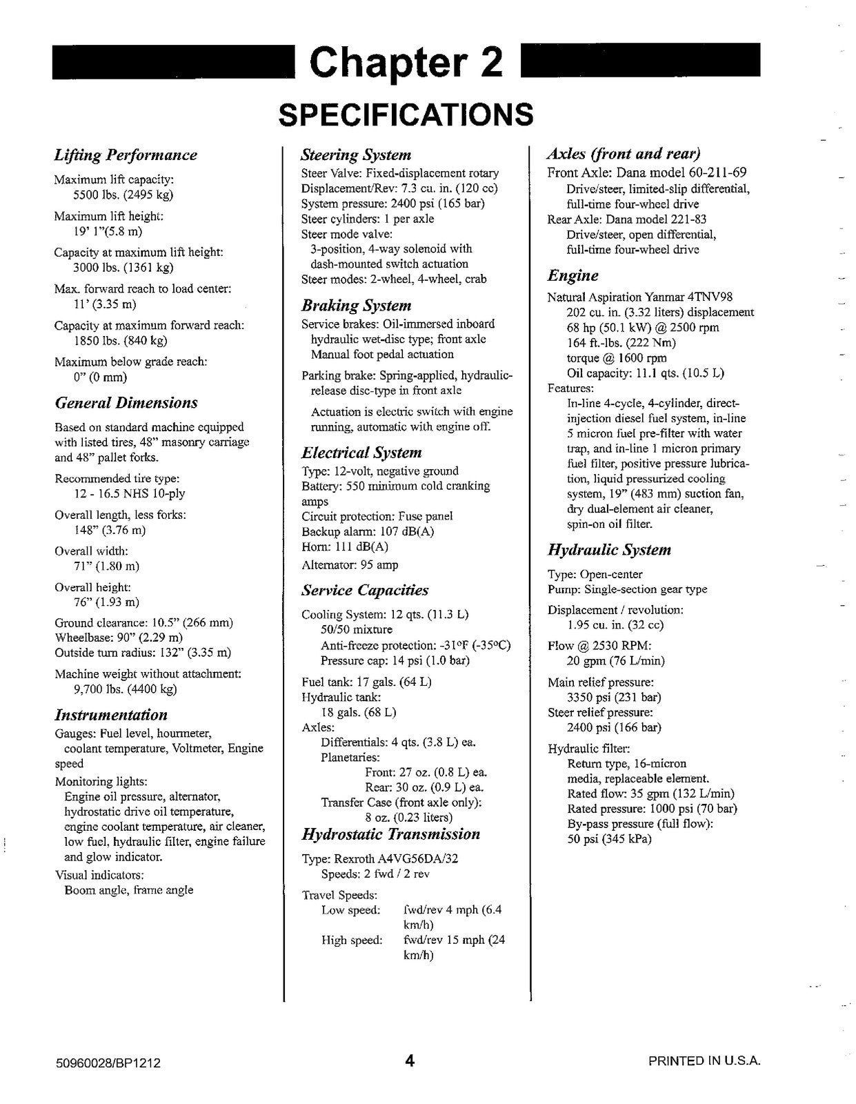 MANITOU MT5519 Telescopic Handler Operator Service Manual - WIRE BOUND - COVERS