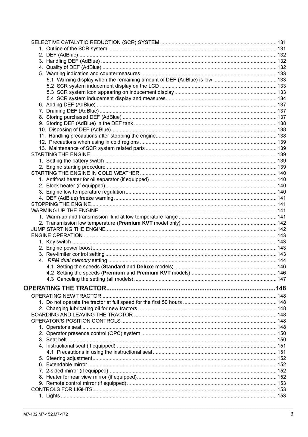 KUBOTA M7132 M7152 M7172 TRACTOR OPERATORS MANUAL - WIRE BOUND - TOUGH COVERS