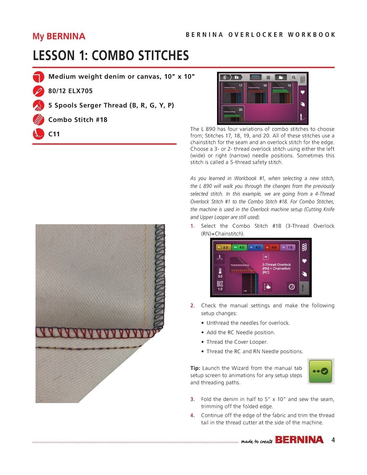 BERNINA Mastery Workbook 2 Overlocker L 890 Coverstitch Chainstitch Combo Stitch