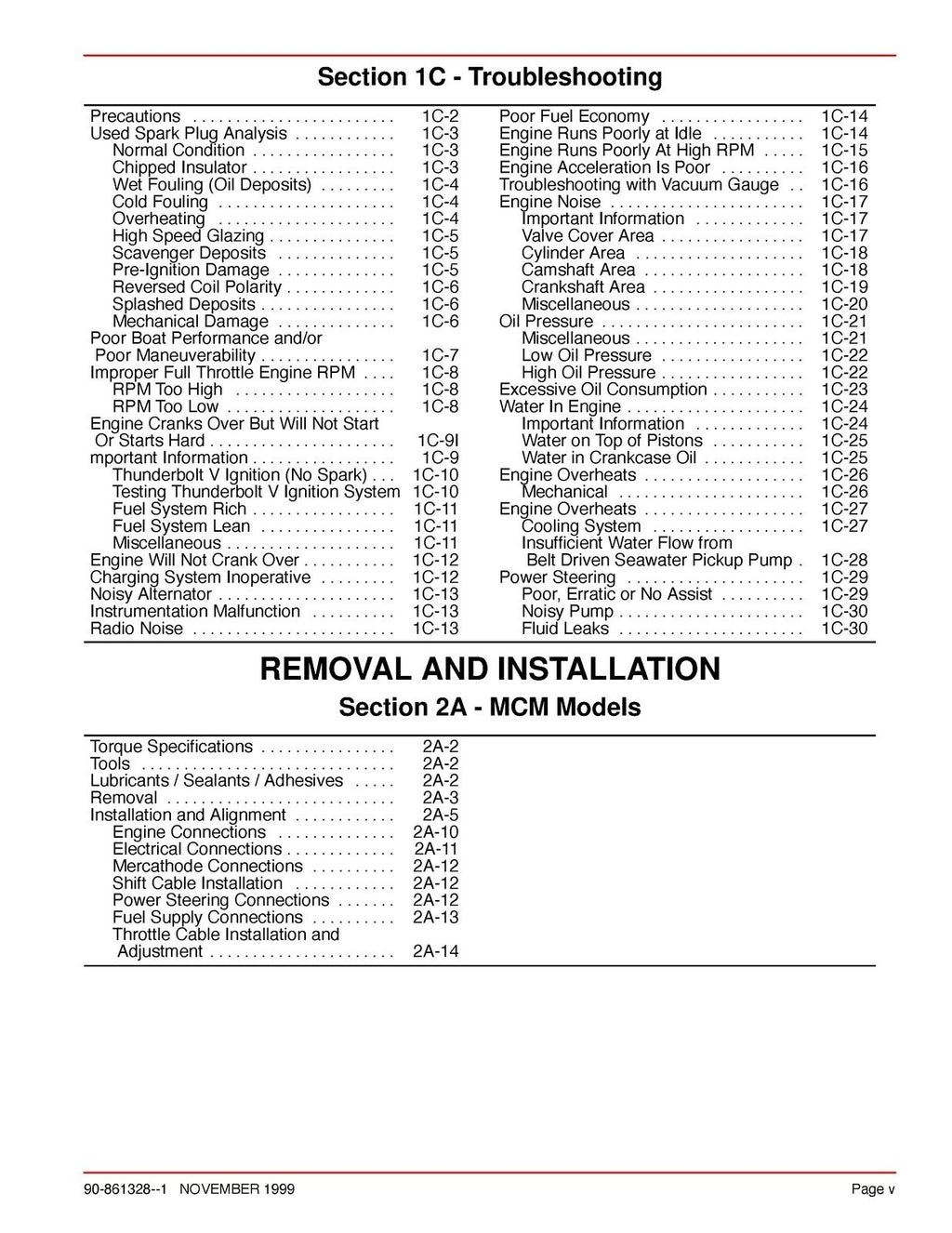 MERCURY No 25 Marine Engines GM V6 Service Manual - STEEL WIRE BOUND - COVERS