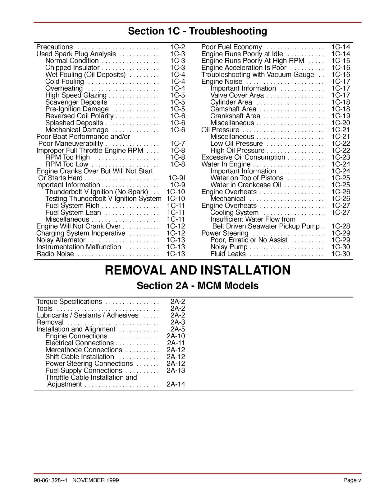 MERCURY No 25 Marine Engines GM V6 Service Manual - STEEL WIRE BOUND - COVERS