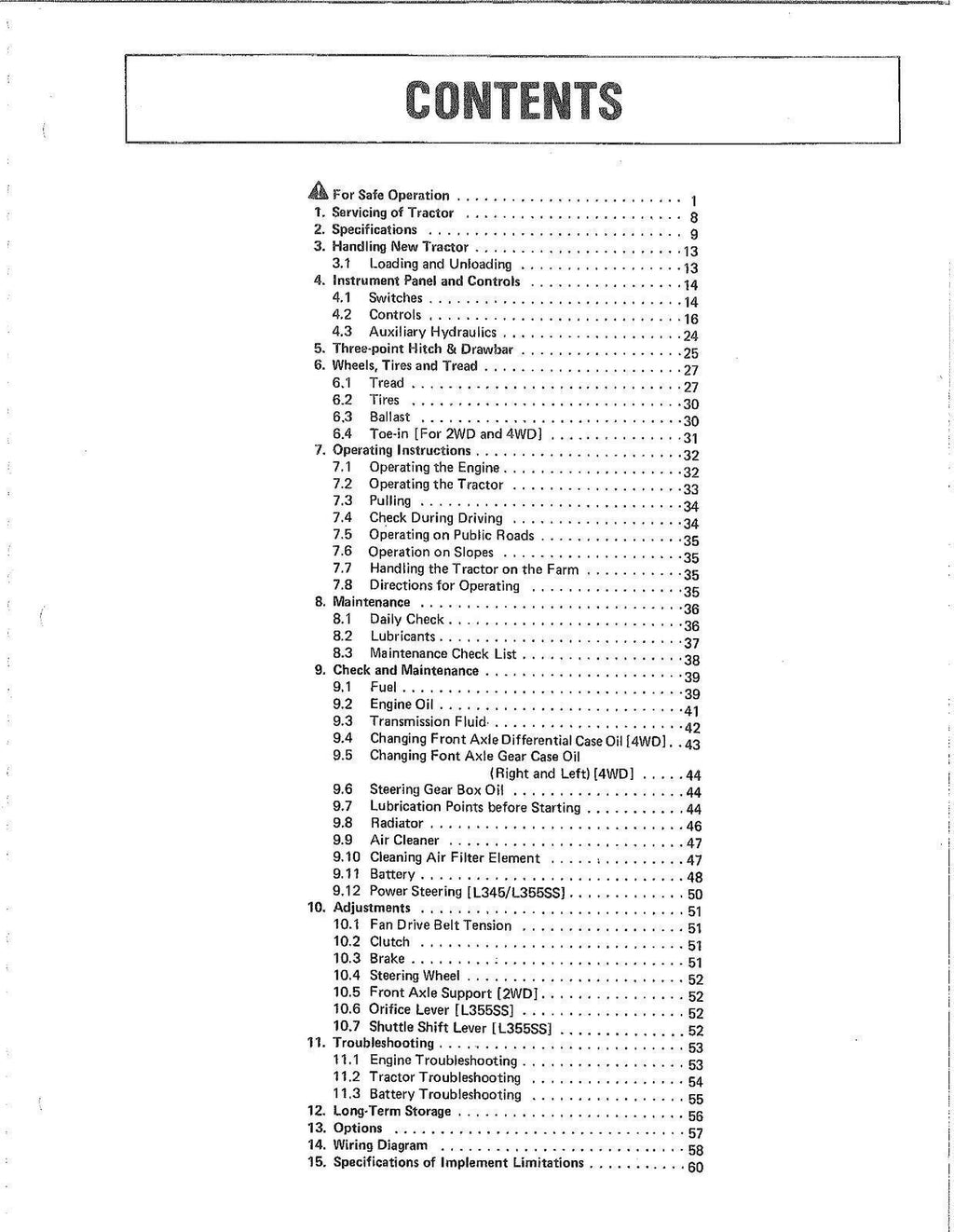 KUBOTA L305 L345 L355SS OPERATORS MANUAL - STEEL WIRE BOUND - PROTECTIVE COVERS