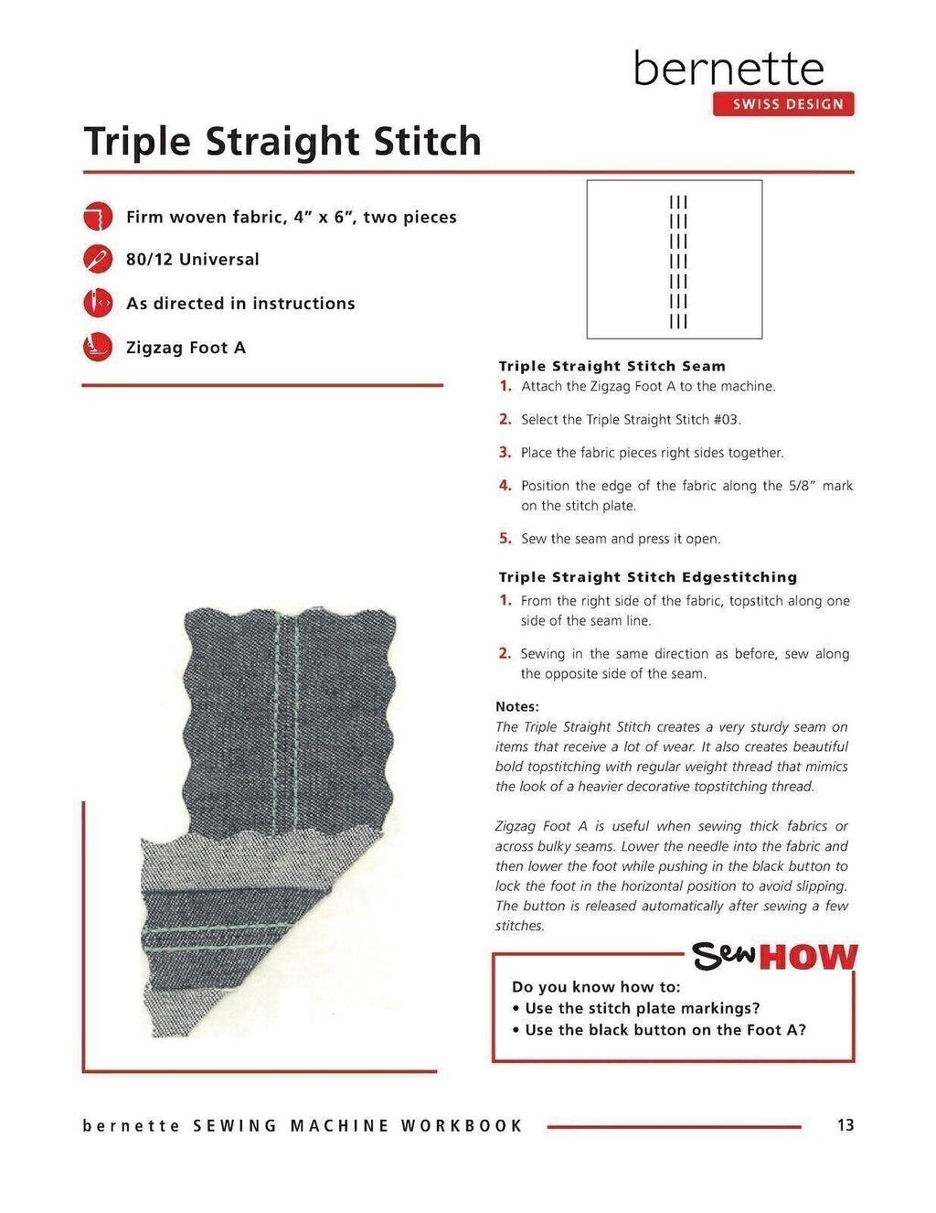 BERNINA Bernette B37 B38 Sewing Machine Mastery Workbook - WIRE BOUND