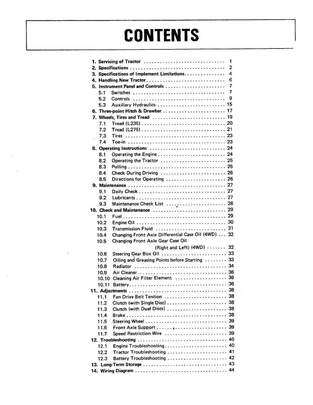 KUBOTA L235 L275 TRACTOR OPERATORS MANUAL - STEEL WIRE BOUND - PROTECTIVE COVERS