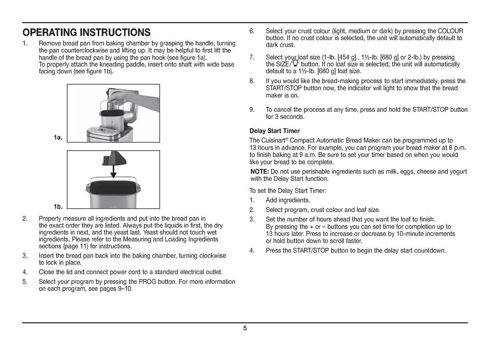 CUISINART CBK-110C Compact Automatic Bread Maker User Manual, Tough WIRE Binding