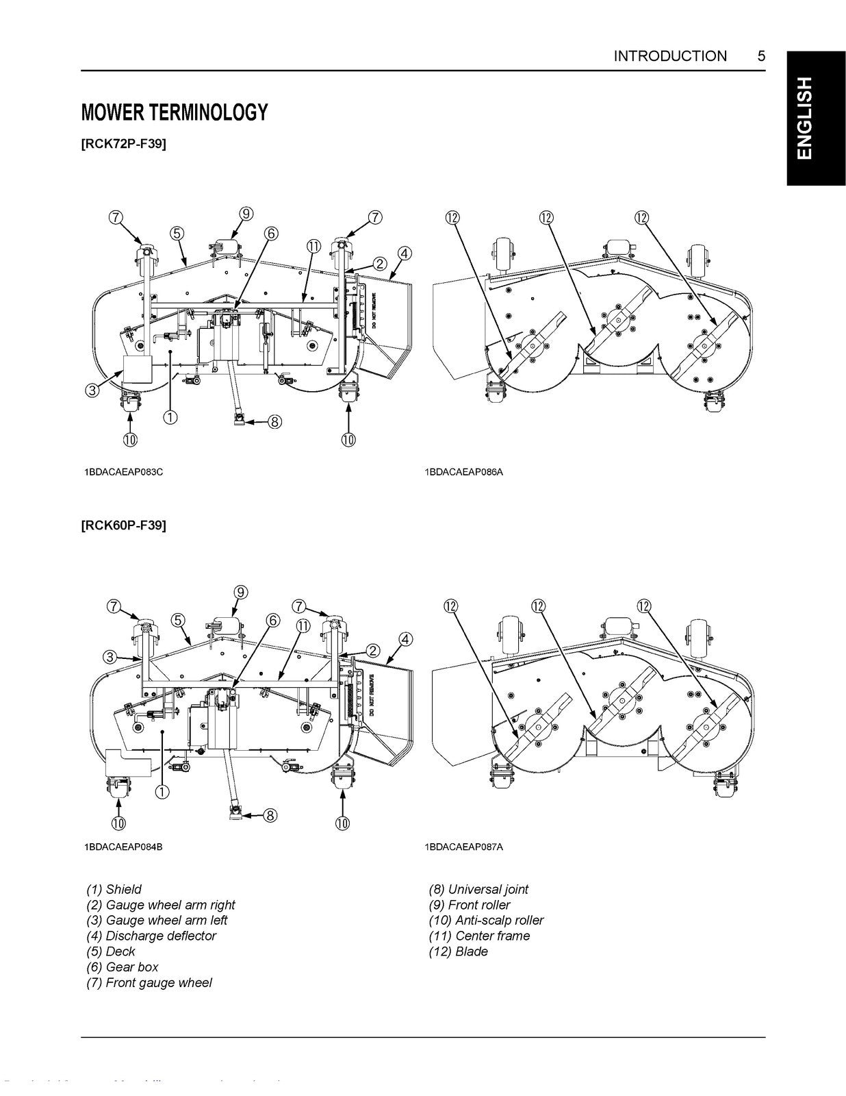 KUBOTA RCK72P-F39 RCK60P-F39 MOWER OPERATORS MANUAL - WIRE BOUND TOUGH COVERS
