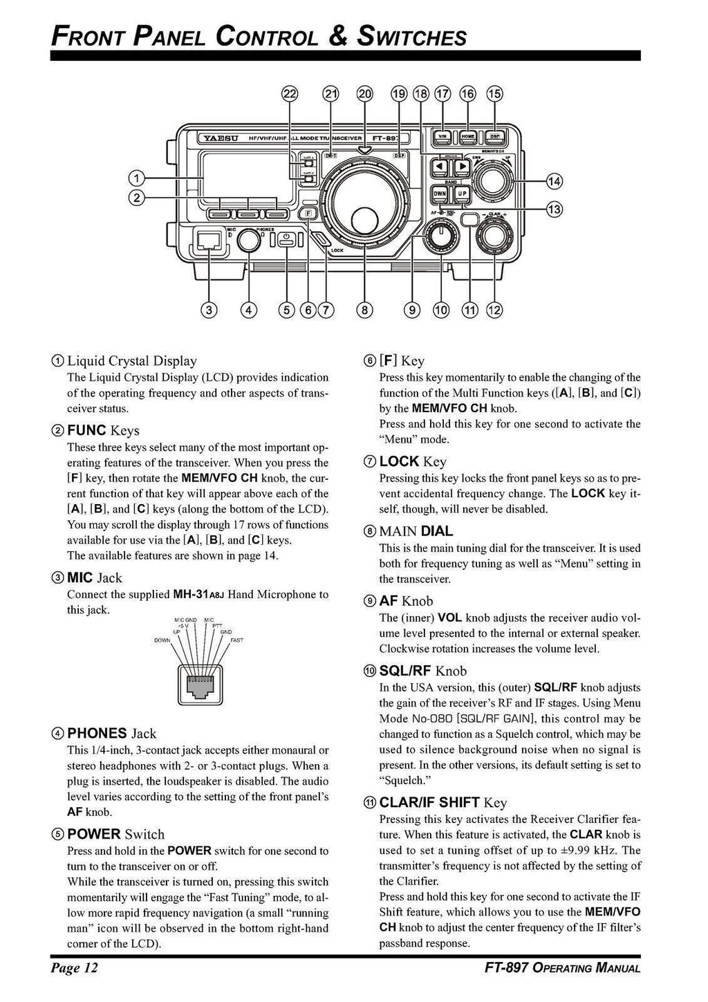 YAESU FT-897 Transceiver User Operating Manual - STEEL WIRE BOUND