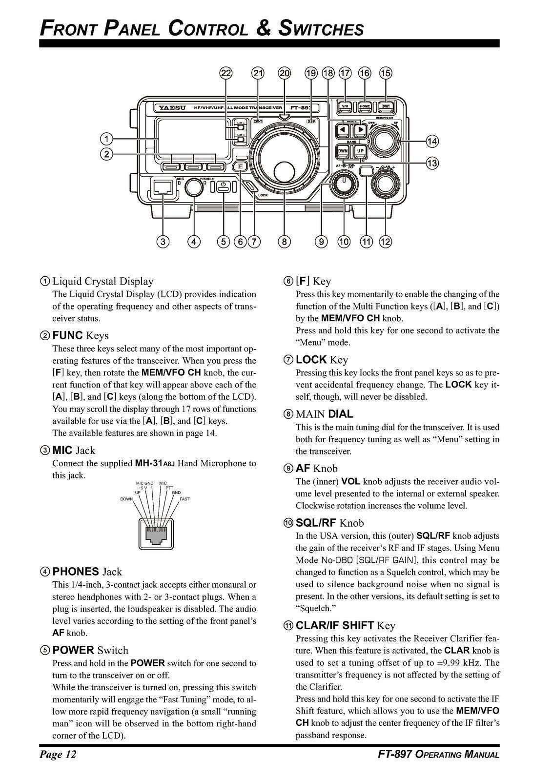 YAESU FT-897 Transceiver User Operating Manual - STEEL WIRE BOUND