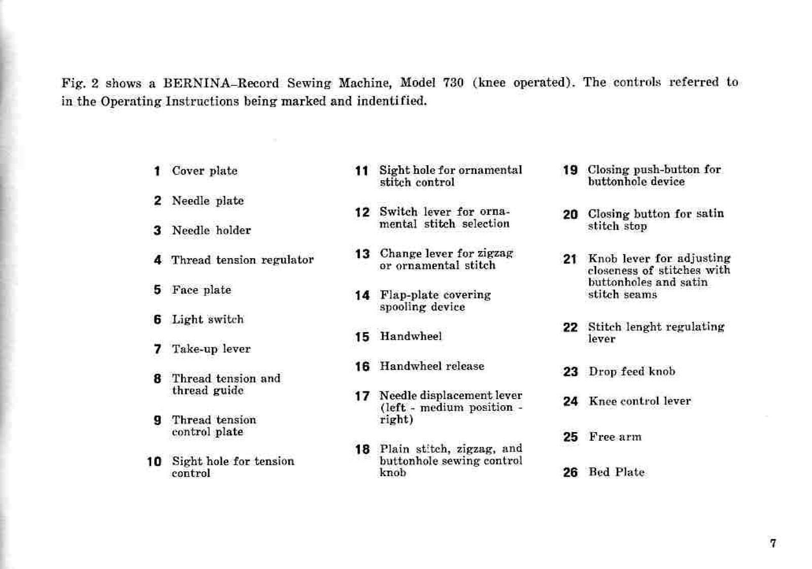 BERNINA 730 Record 731 732 Sewing Machine User Manual Operation Guide
