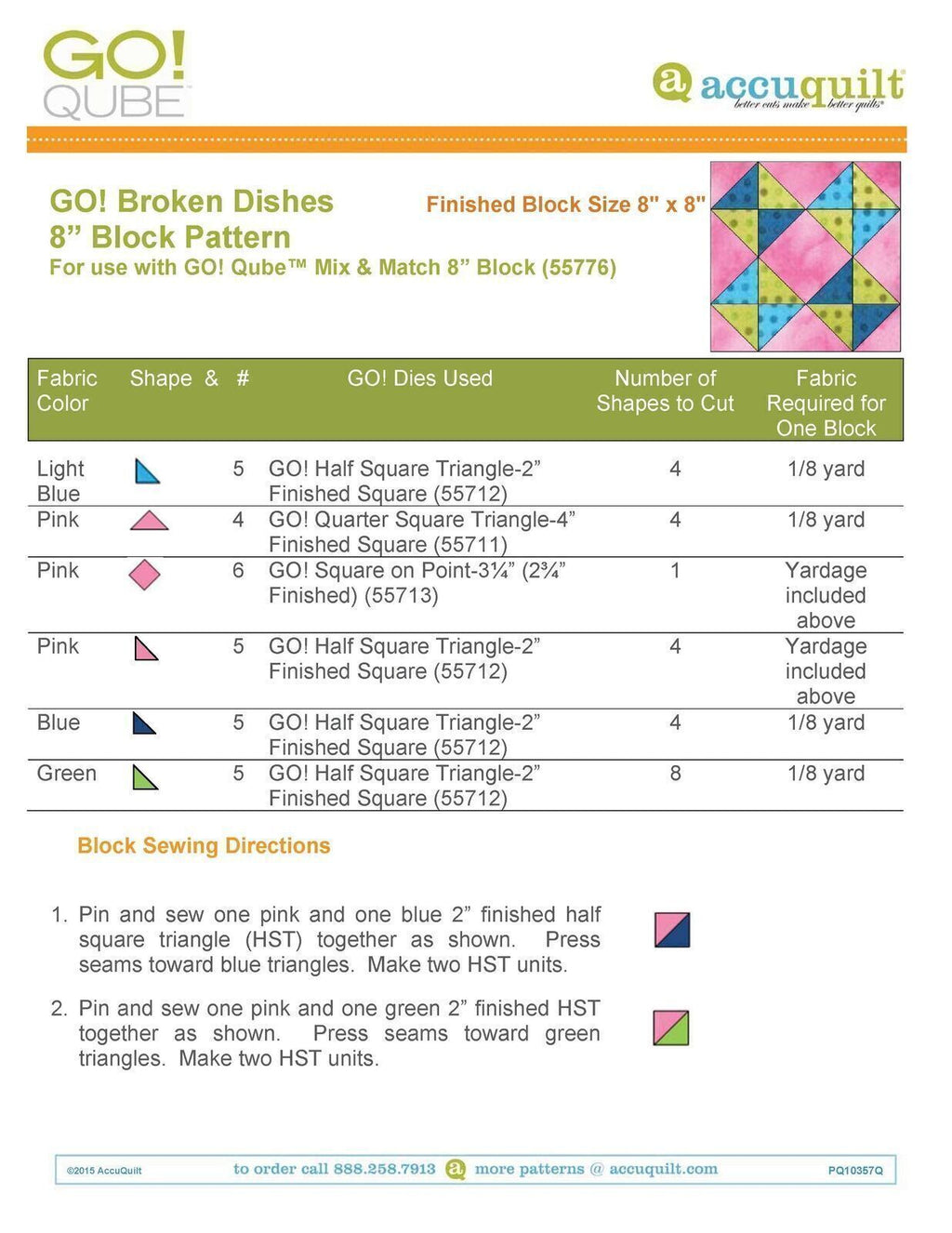 AccuQuilt Go! Qube Manual 8" 3-in-1: BLOCK, CORNERS & ANGLES, 433 PG  Wire Bound