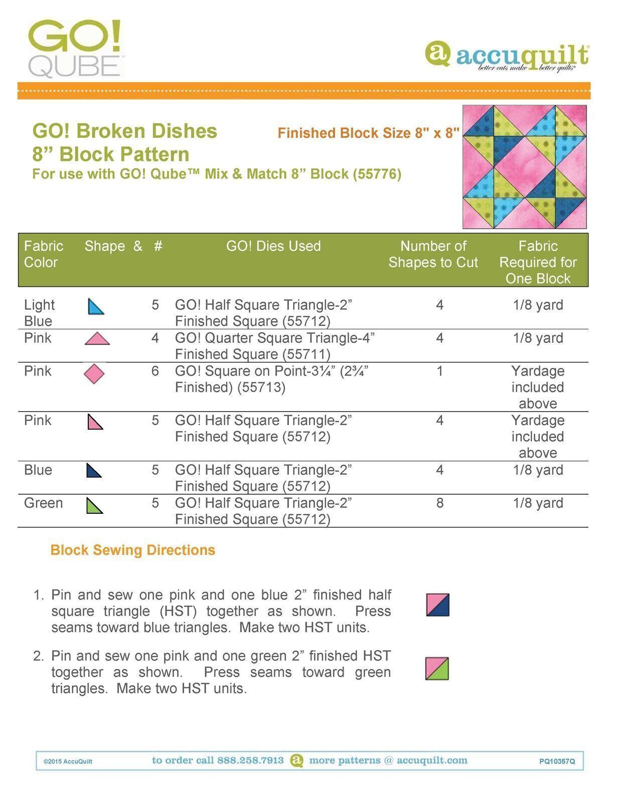 AccuQuilt Go! Qube Manual 8" 3-in-1: BLOCK, CORNERS & ANGLES, 433 PG  Wire Bound