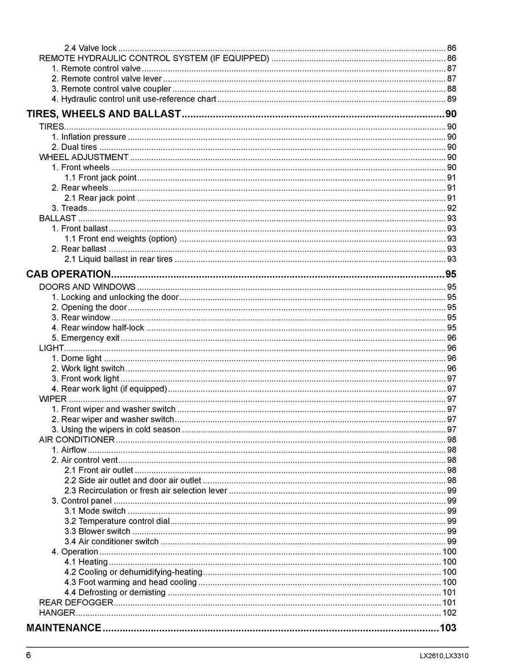 KUBOTA LX2610 LX2610SU LX3310 OPERATORS MANUAL - WIRE BOUND - PROTECTIVE COVERS