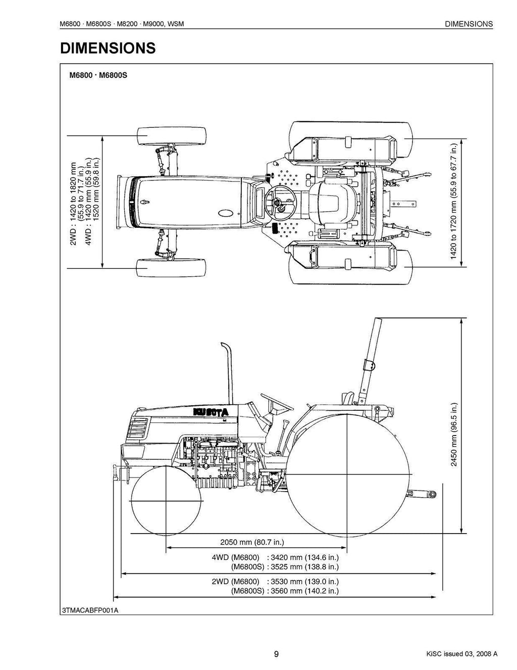 KUBOTA M6800 M6800S M8200 M9000 WORKSHOP MANUAL - WIRE BOUND - PROTECTIVE COVERS