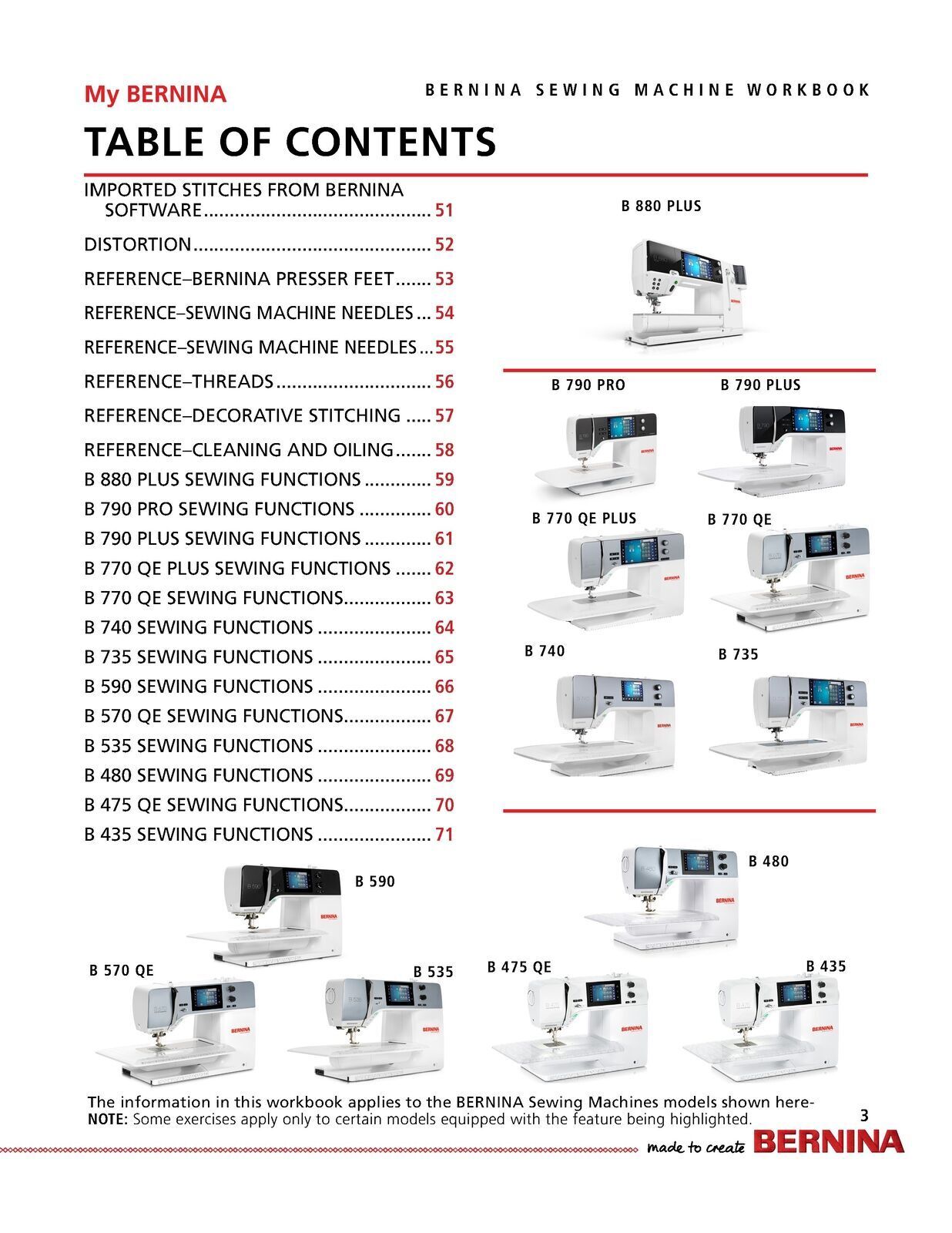 BERNINA Mastery Workbook Set Embroidery, Sewing, Presser Feet 880 790 770 500...