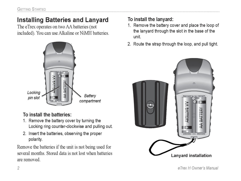 GARMIN eTrex H Personal Navigator Owners Manual - WIRE BOUND - TOUGH COVERS