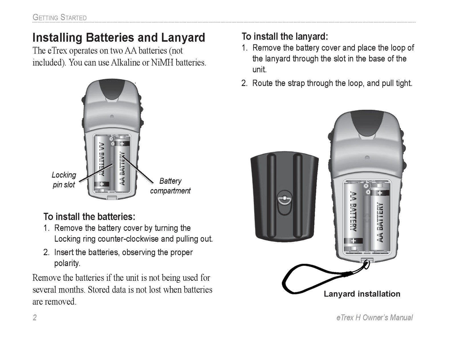 GARMIN eTrex H Personal Navigator Owners Manual - WIRE BOUND - TOUGH COVERS