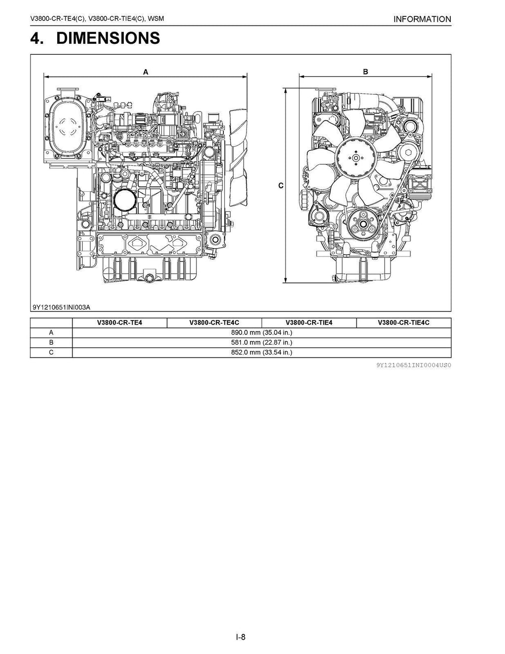 KUBOTA V3800 CR TIE4 TIE4C DIESEL ENGINE WORKSHOP MANUAL WSM, WIRE BOUND, COVERS