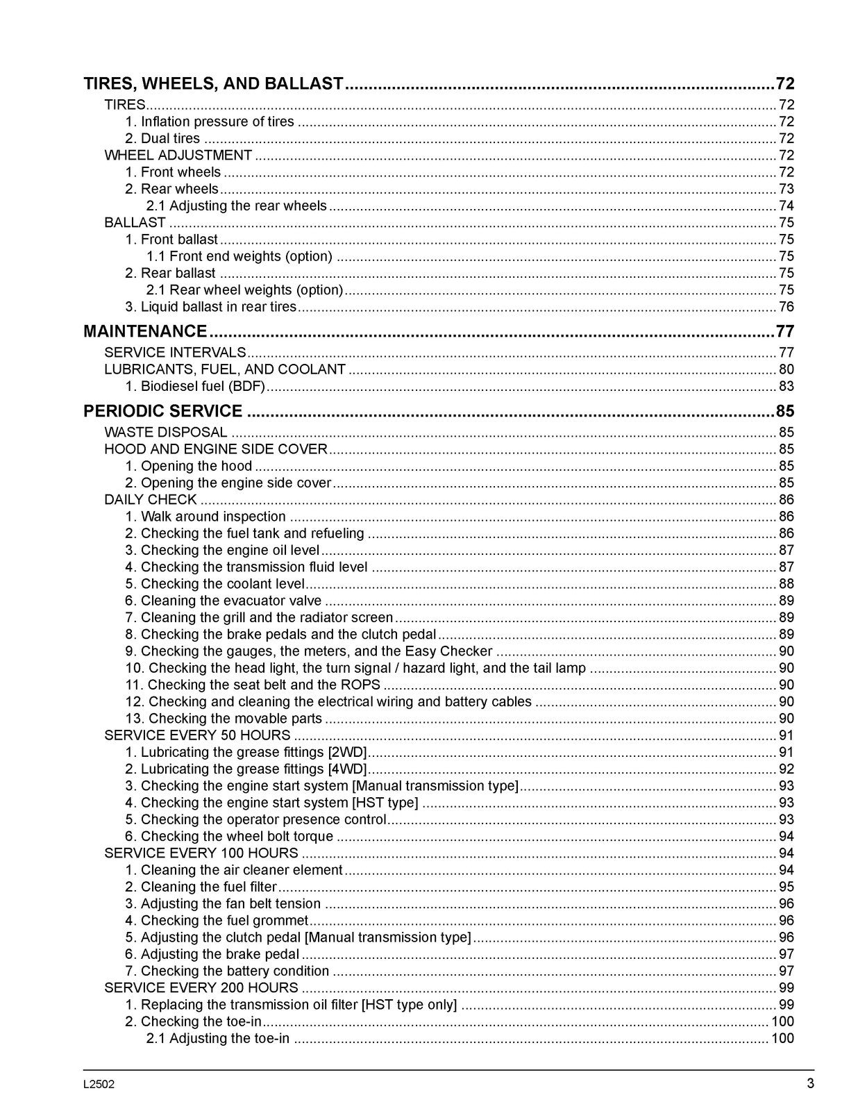 KUBOTA L2502 HST OPERATORS MANUAL - STEEL WIRE BOUND - TOUGH COVERS