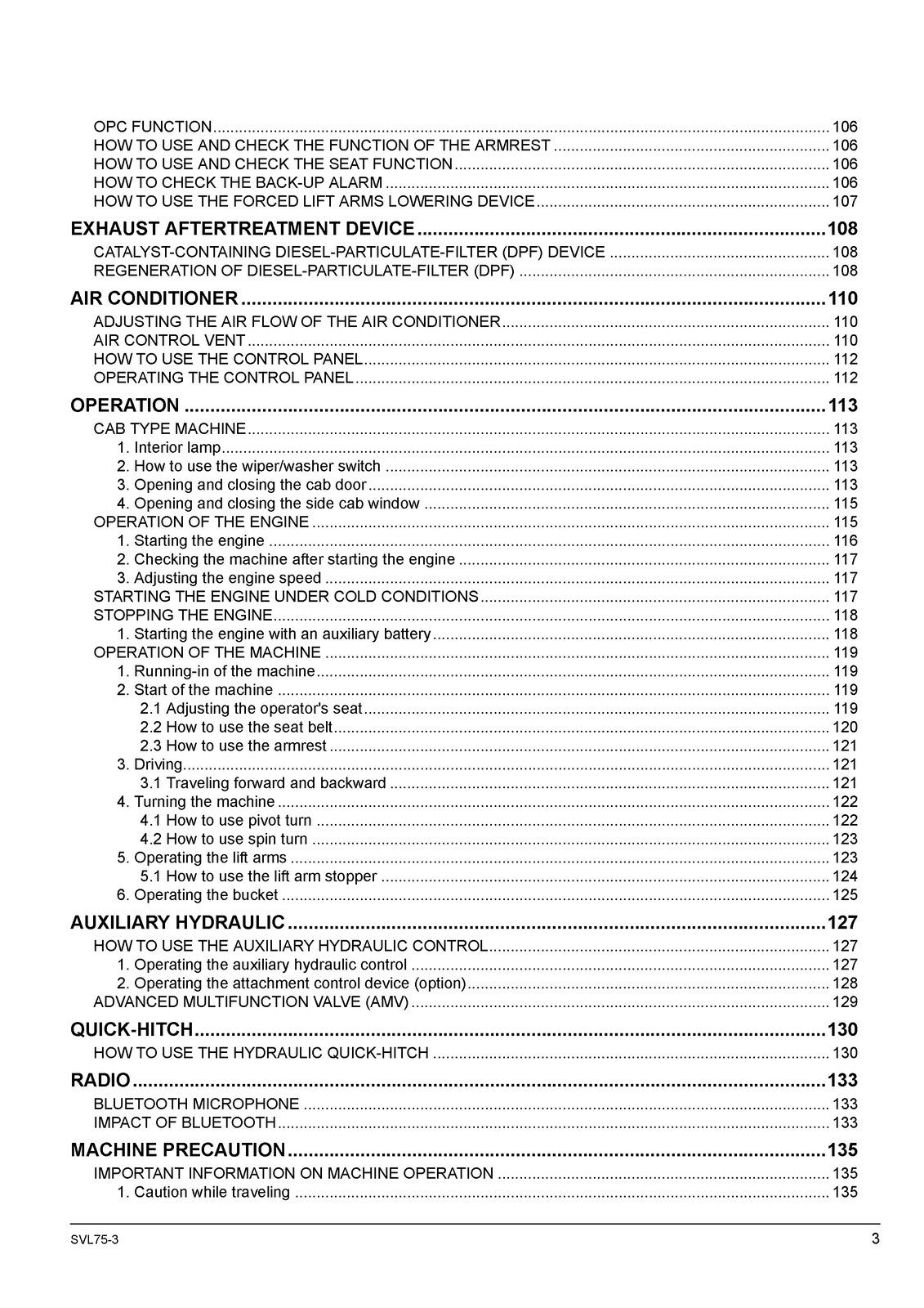 KUBOTA SVL75-3 TRACK LOADER OPERATORS MANUAL - STEEL WIRE BOUND - TOUGH COVERS
