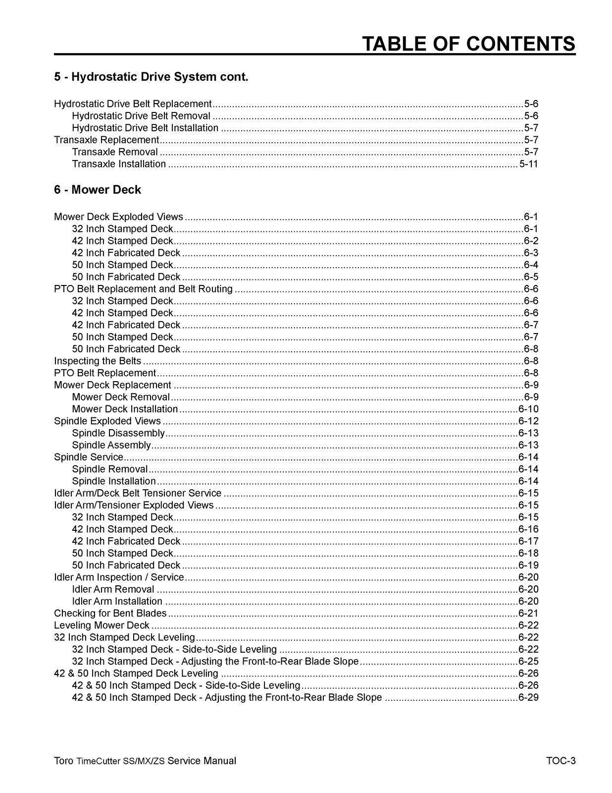 TORO Timecutter SS MX ZS 2011-2013 SERVICE Manual Instruction Owners User Manual
