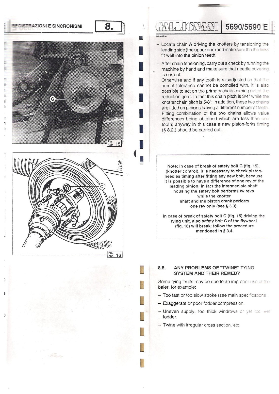 GALLIGNANI 5690 E Baler Operators Manual - STEEL WIRE BOUND - PROTECTIVE COVERS