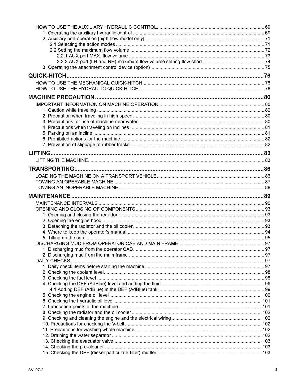 KUBOTA SVL97-2 TRACK LOADER OPERATORS MANUAL - STEEL WIRE BOUND - TOUGH COVERS