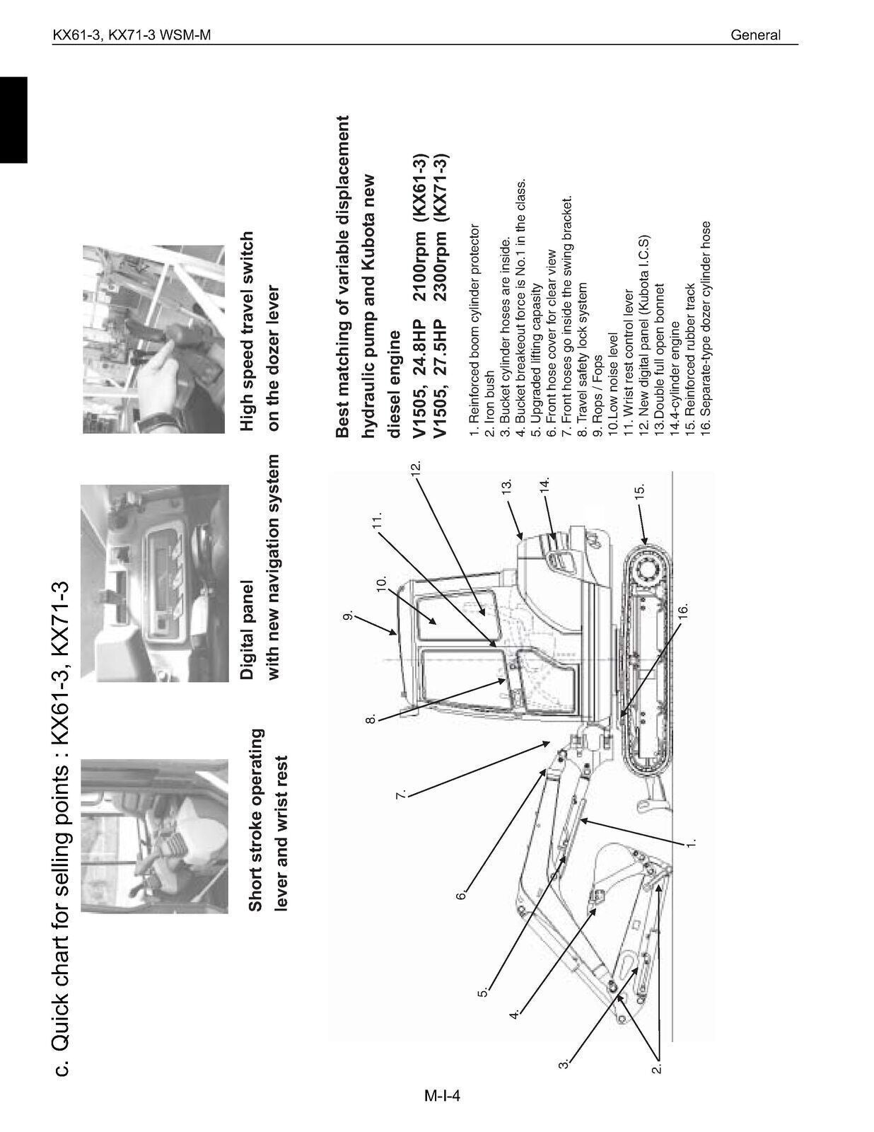 KUBOTA KX61-3 KX71-3 EXCAVATOR WORKSHOP MANUAL MECHANISM CHAPTER - WIRE BOUND