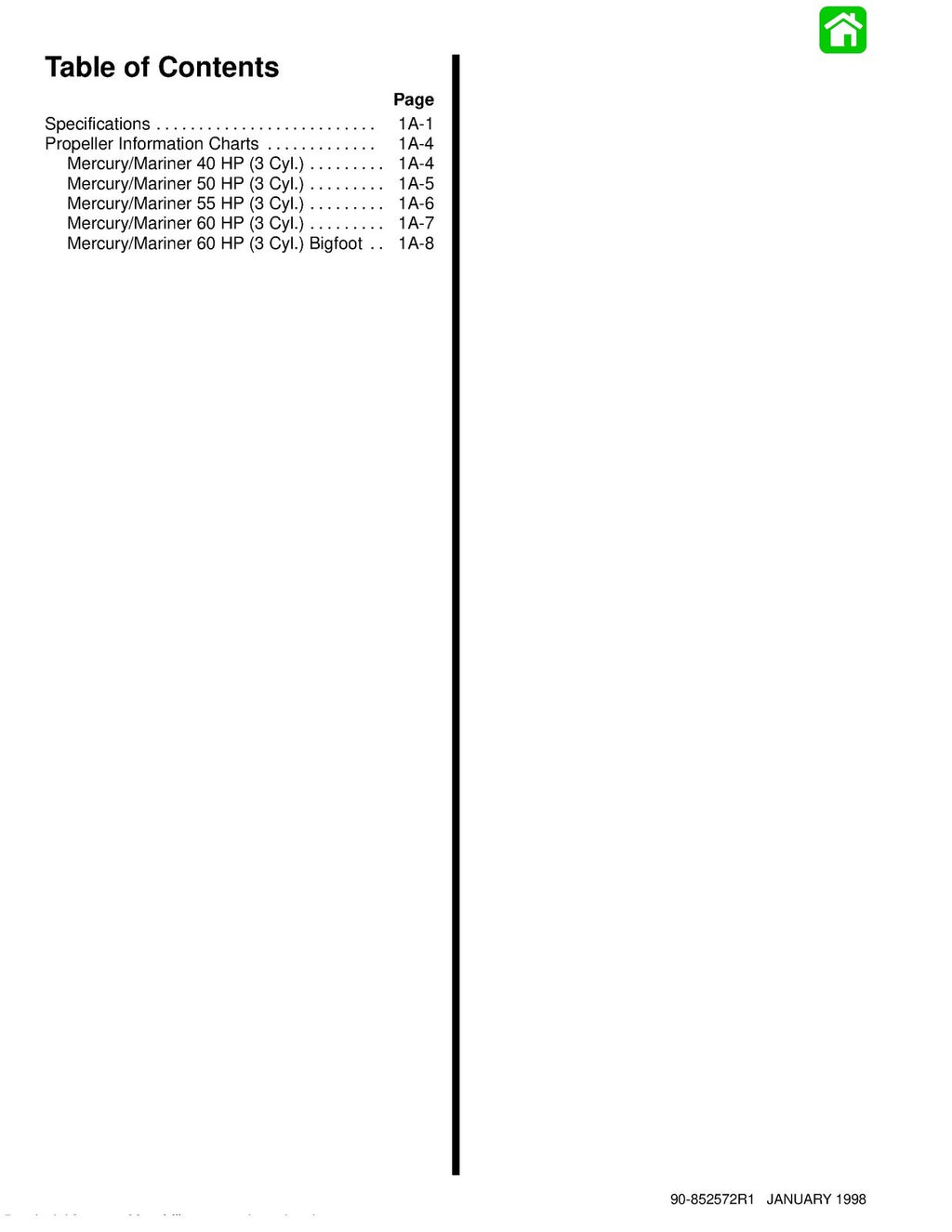 MERCURY 40 50 55 60 Service Manual Workbook 1998 VERSION - WIRE BOUND - COVERS