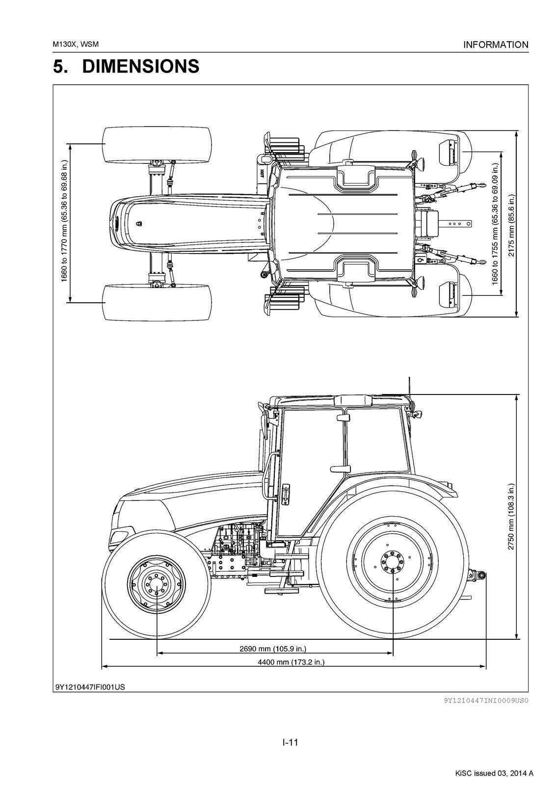 KUBOTA M130X TRACTOR WORKSHOP MANUAL WSM - STEEL WIRE BOUND - PROTECTIVE COVERS