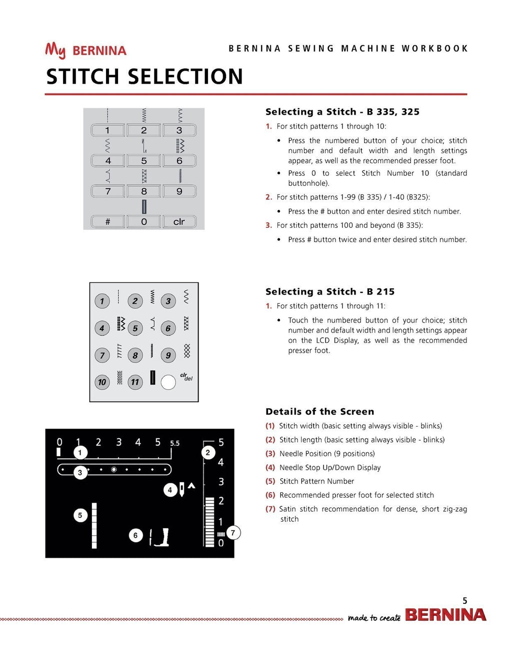 BERNINA Mastery Series Sewing Machine for 335 325 215 Workbook - WIRE BOUND