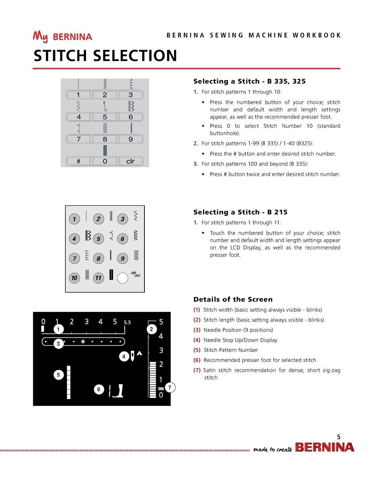 BERNINA Mastery Series Sewing Machine for 335 325 215 Workbook - WIRE BOUND