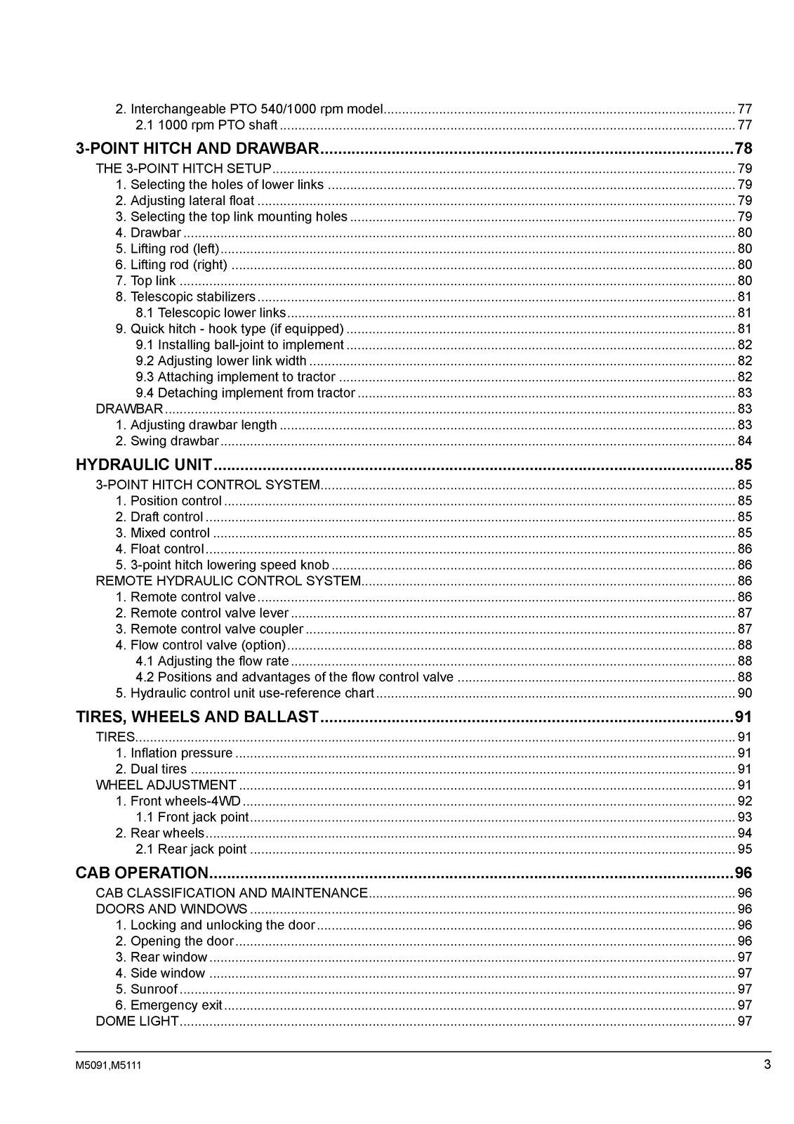 KUBOTA M5091 M5111 TRACTOR OPERATORS MANUAL - STEEL WIRE BOUND - TOUGH COVERS