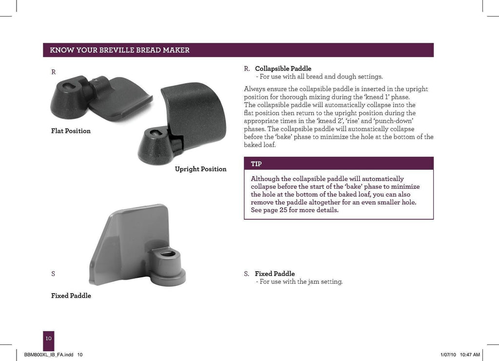 BREVILLE BBM800XL Bread Maker User Manual Operation Guide + Recipes (WIRE BOUND)