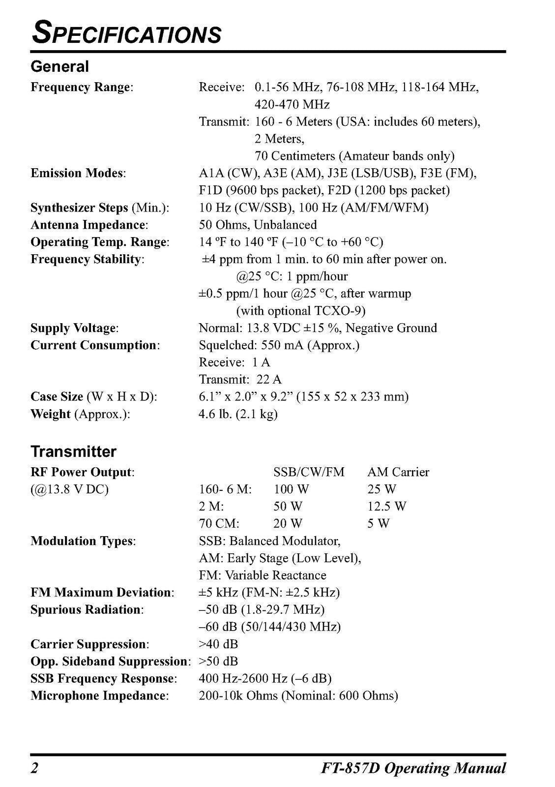 YAESU FT-857D Transceiver User Manual Owners Instructions - TOUGH WIRE BINDING