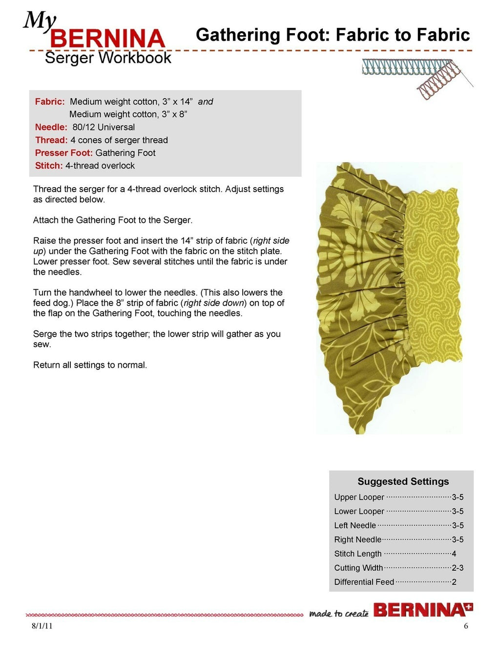 BERNINA Serger Workbook 2 - Serging Ahead - STEEL WIRE BOUND - PROTECTIVE COVERS