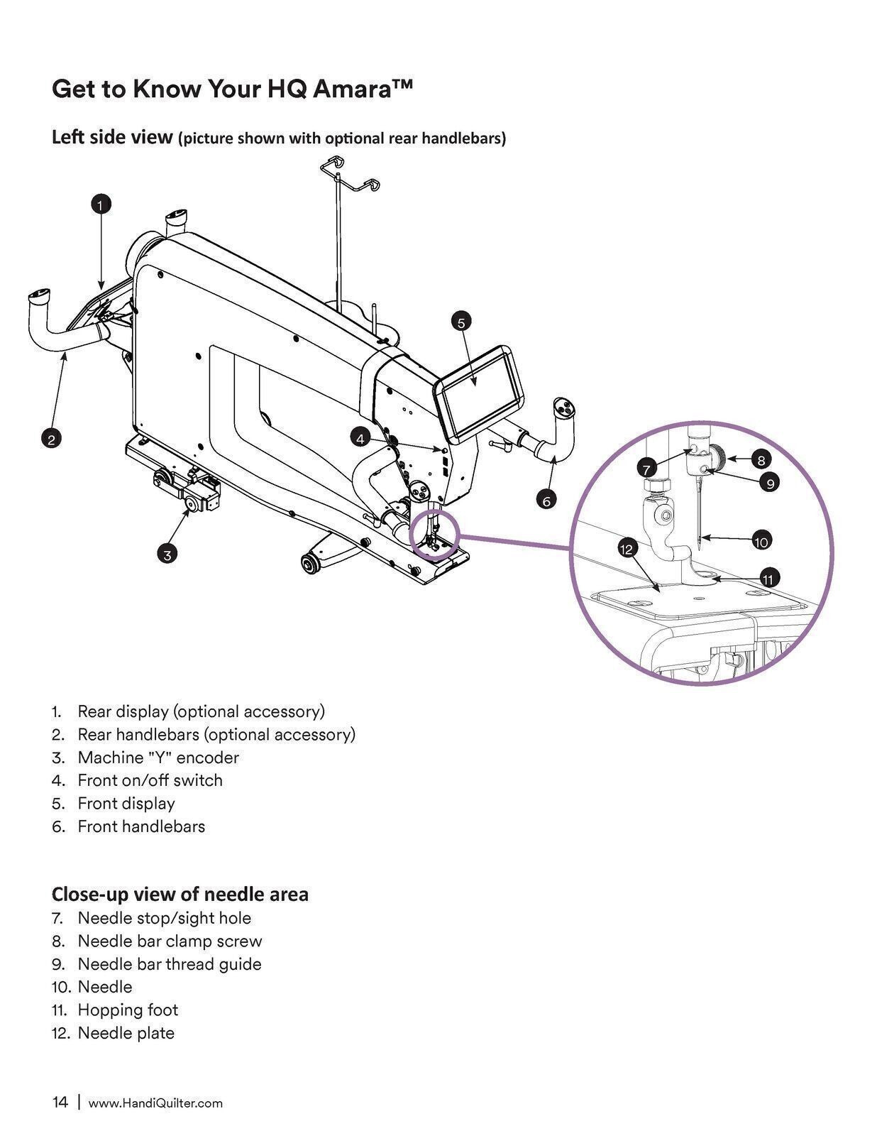 Handi Quilter HQ Amara 20 & 24 Sewing User Manual - Updated v1.6 - WIRE BOUND