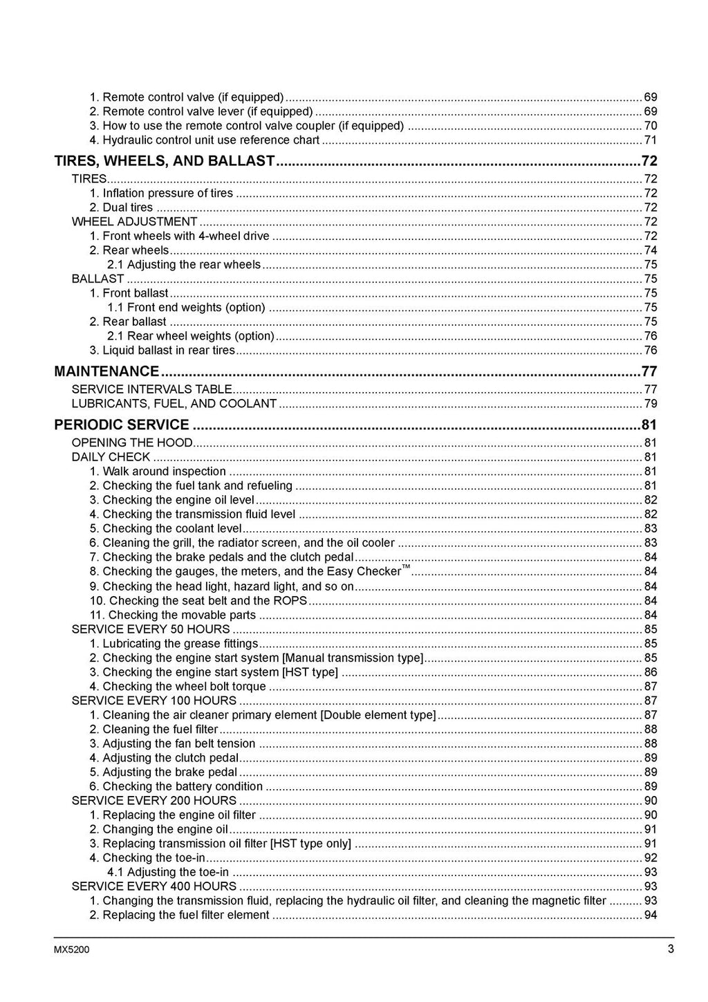 KUBOTA MX5200 TRACTOR OPERATORS MANUAL - STEEL WIRE BOUND - PROTECTIVE COVERS