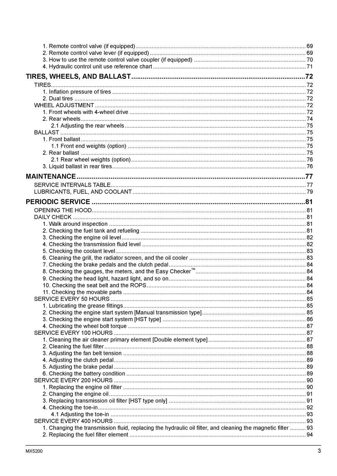 KUBOTA MX5200 TRACTOR OPERATORS MANUAL - STEEL WIRE BOUND - PROTECTIVE COVERS