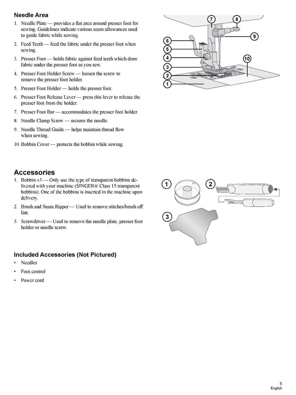 SINGER M1150 M1155 Sewing Machine User Manual Owners Instructions, Coil Binding