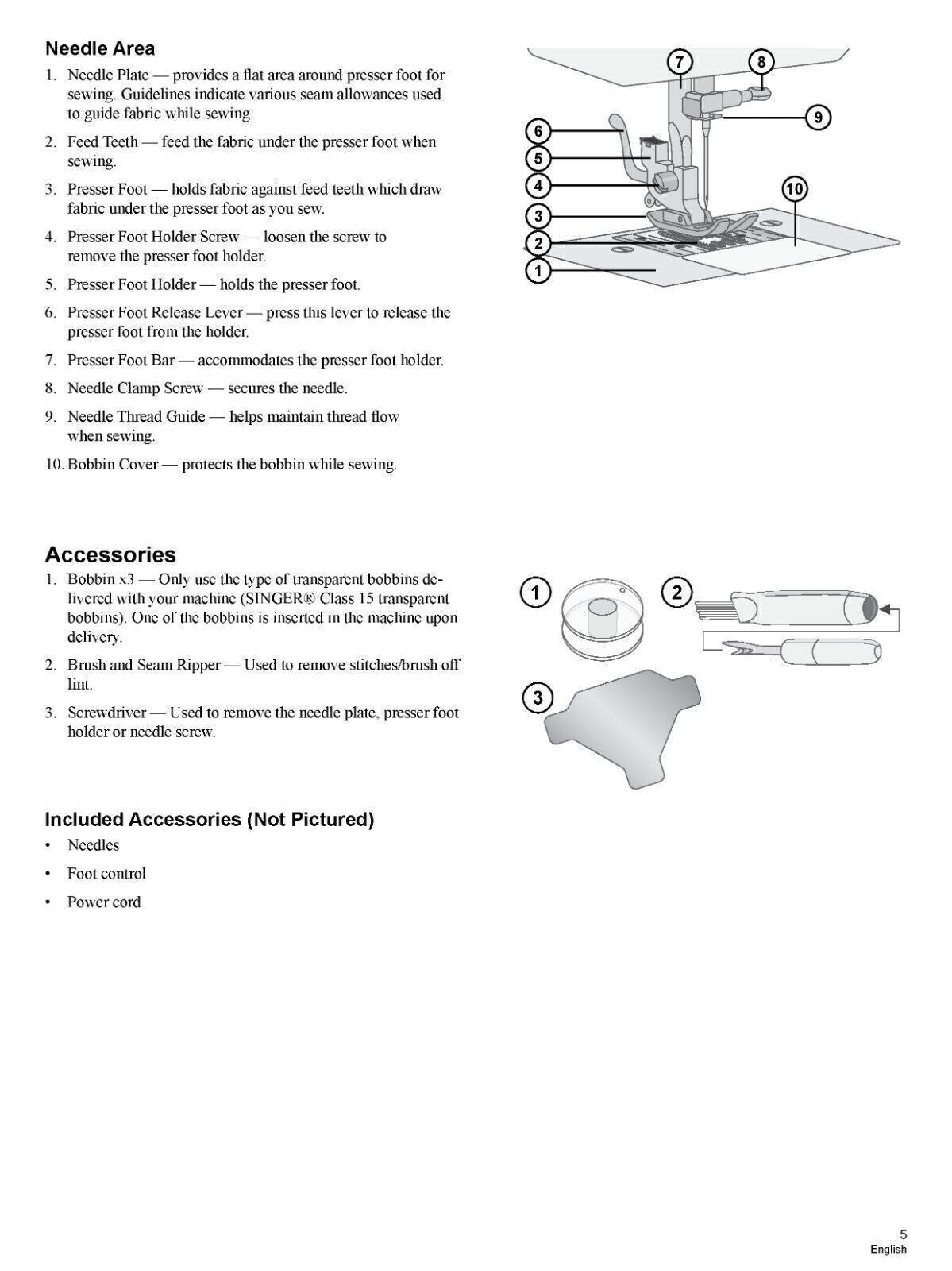 SINGER M1150 M1155 Sewing Machine User Manual Owners Instructions, Coil Binding