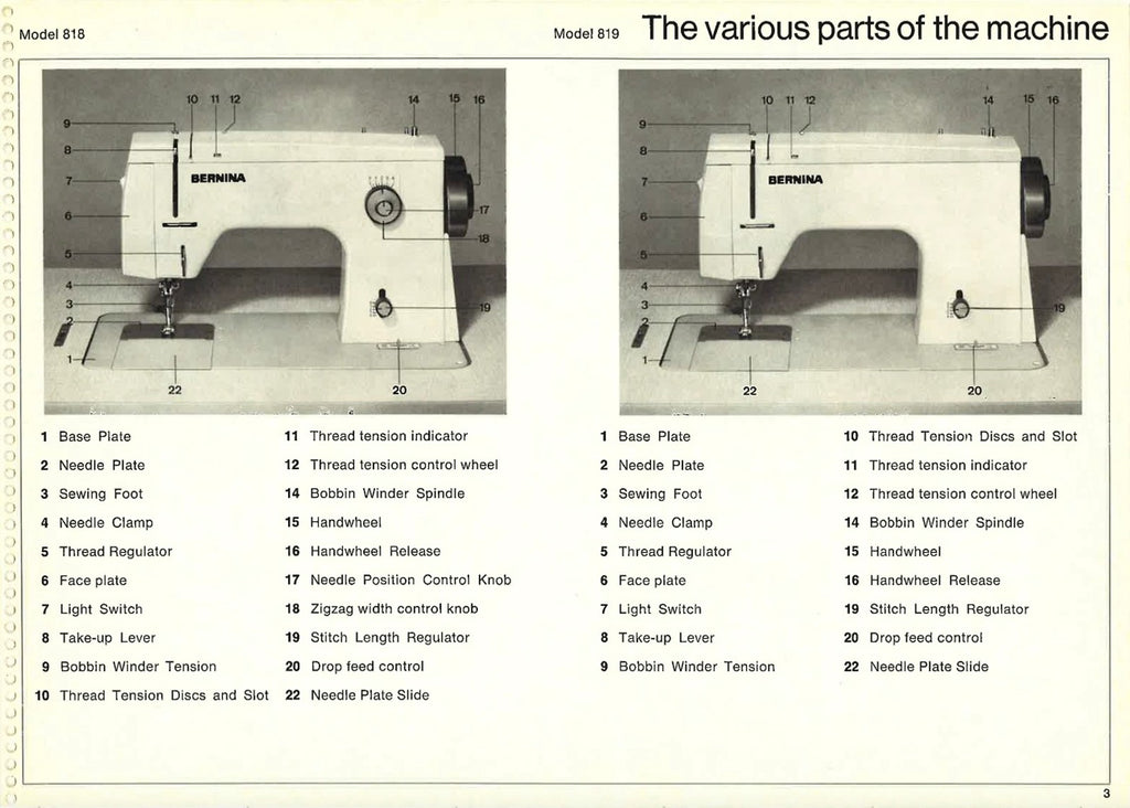 BERNINA 808 809 818 819 Sewing Machine Manual - STEEL WIRE BOUND - TOUGH COVERS