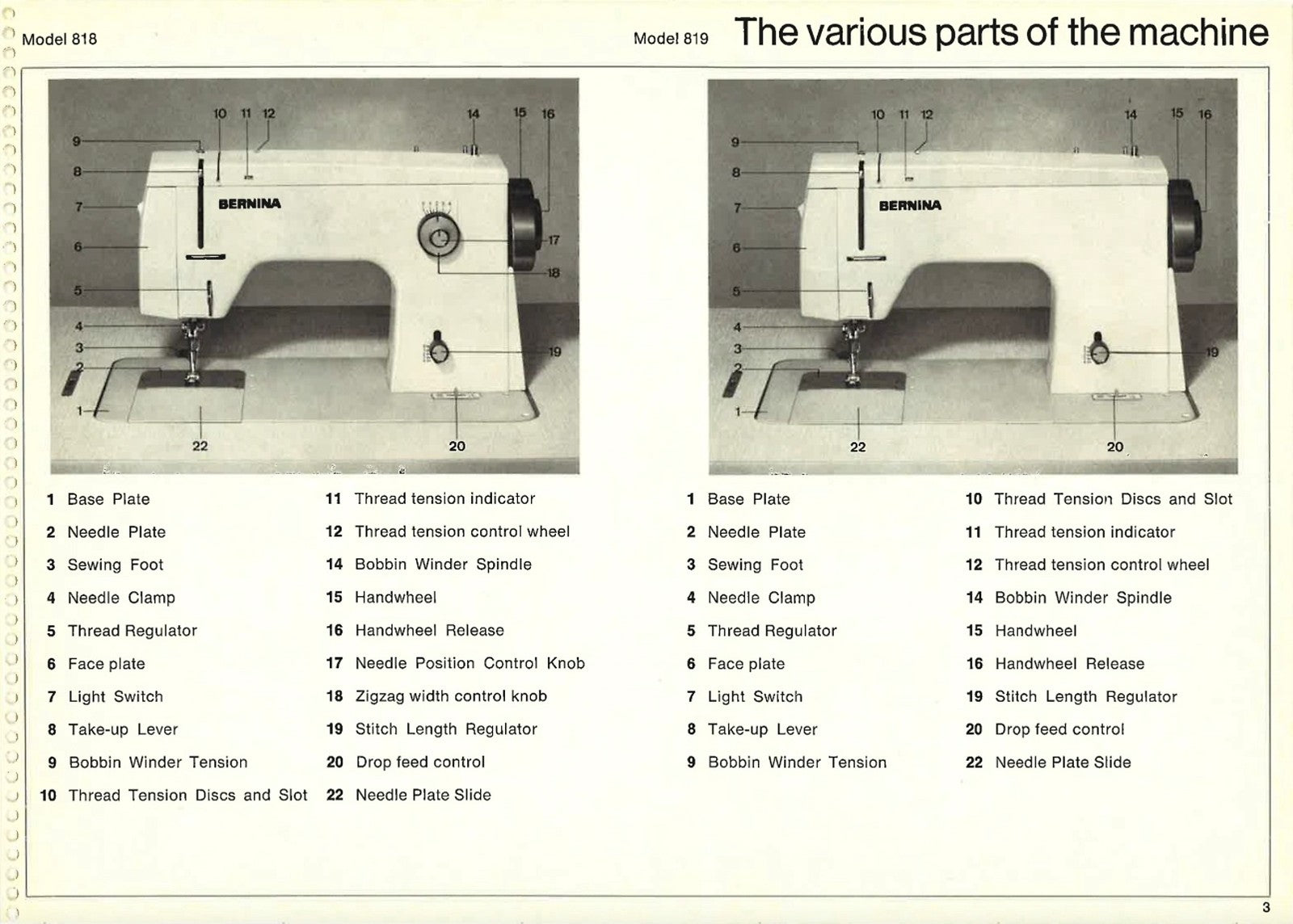 BERNINA 808 809 818 819 Sewing Machine Manual - STEEL WIRE BOUND - TOUGH COVERS