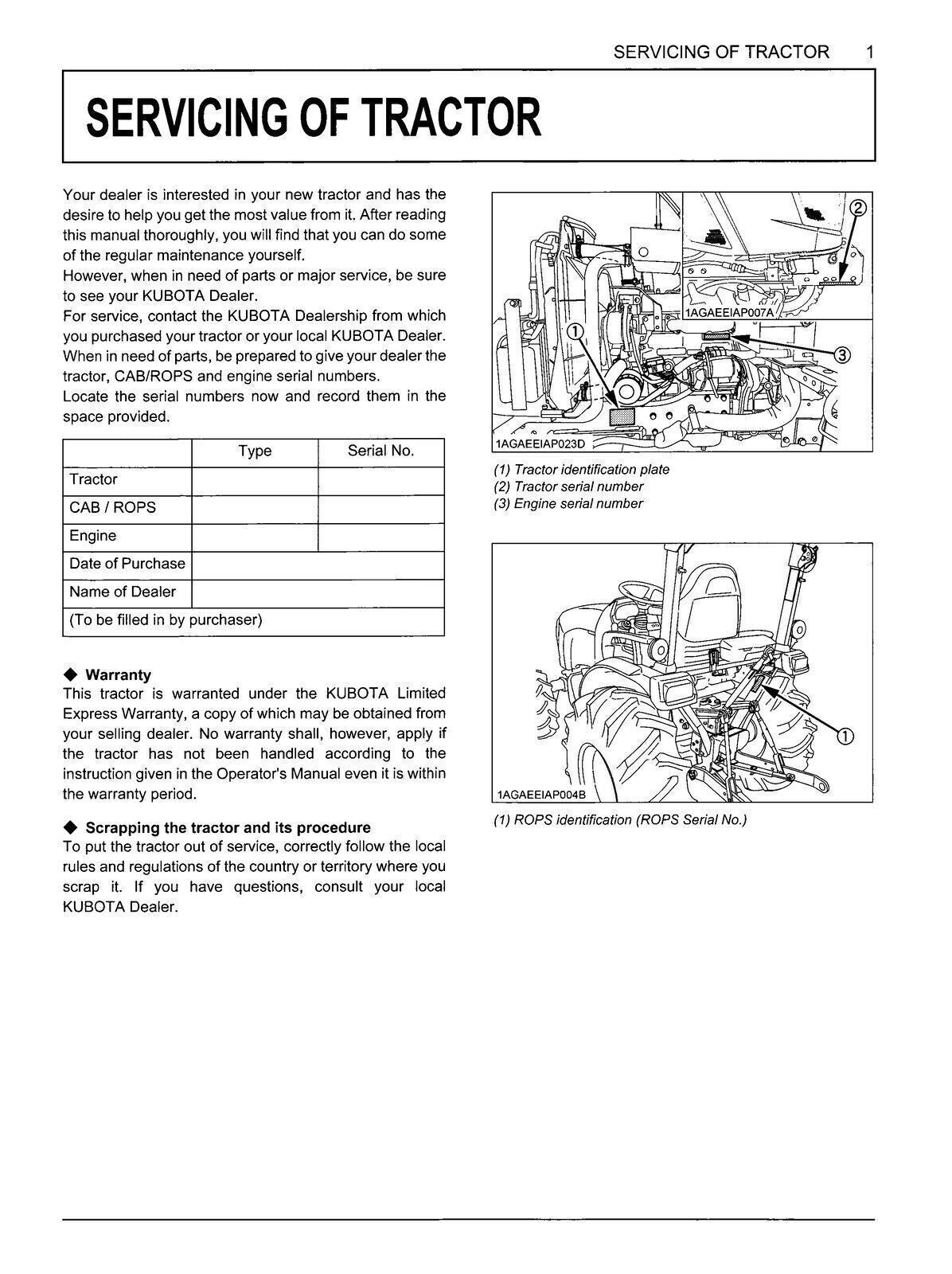 Kubota B2301 B2601 Operators User Manual Operation Guide Durable Wire-Bound