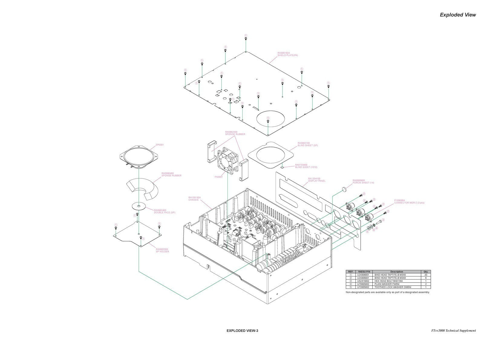 YAESU FT DX 3000 Transceiver Technical Supplement Manual BOUND, COVERS, FOLDOUTS