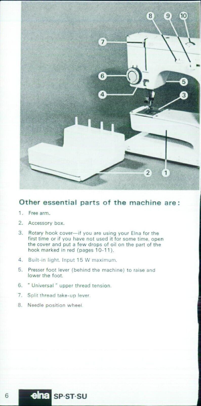 ELNA SP ST SU Special Star Super Sewing Machine User Manual - TOUGH WIRE BINDING